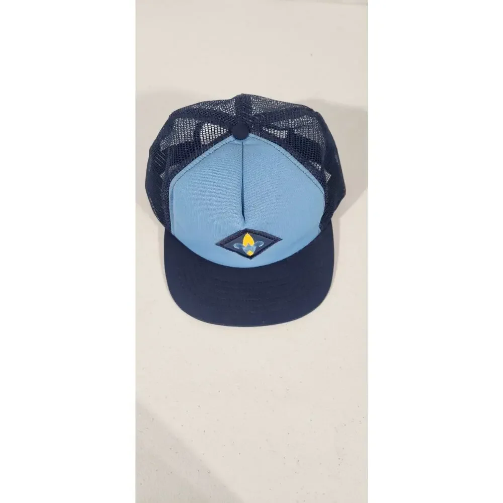 Vintage Webelos Cub Scout Hat Official Boys Blue Merit Badge Snapback Made USA